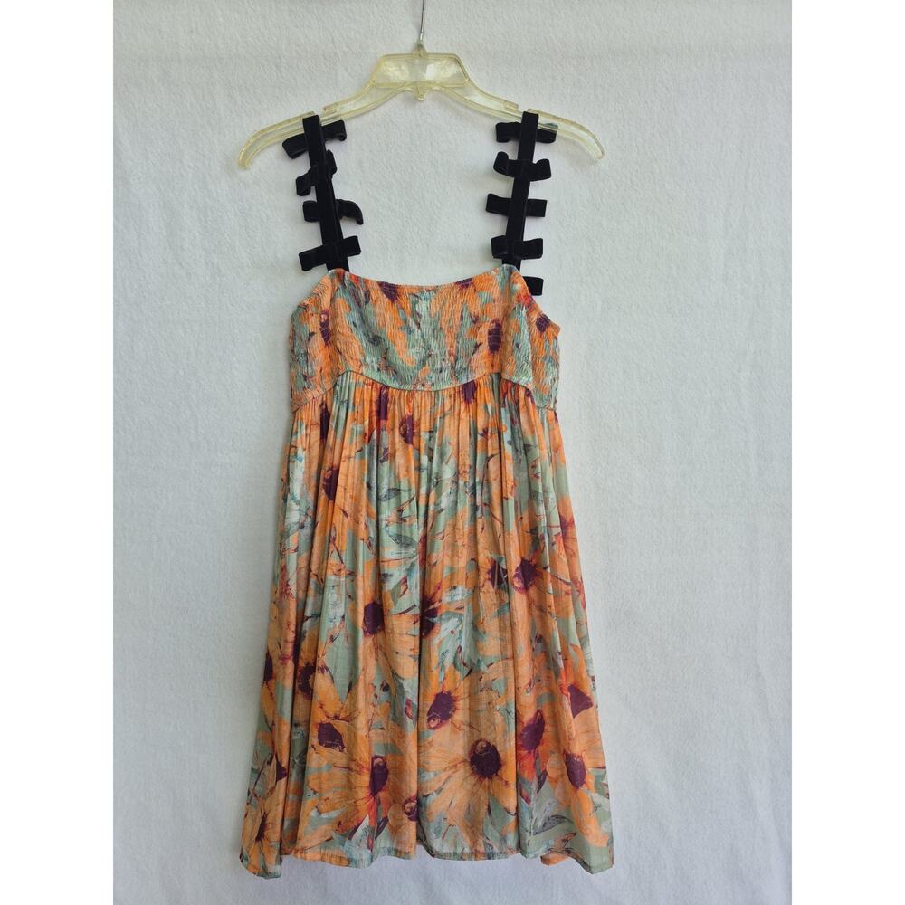 Meet Me In Santorini Dimitria Mini Dress Floral Bow Strap Sundress Medium